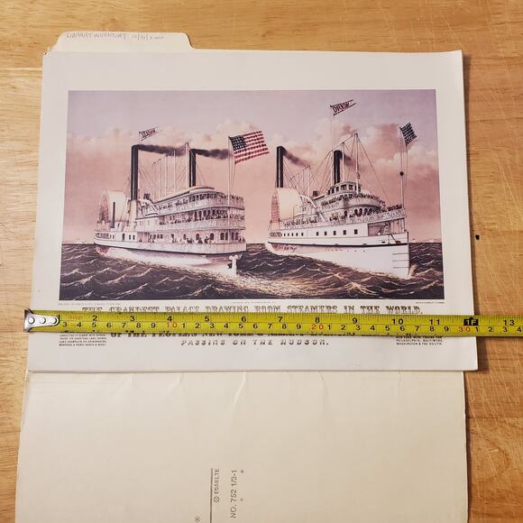 4 Currier And Ives The River Lithograph Prints Mississippi Steamboat Mayflower - Picture 12 of 15